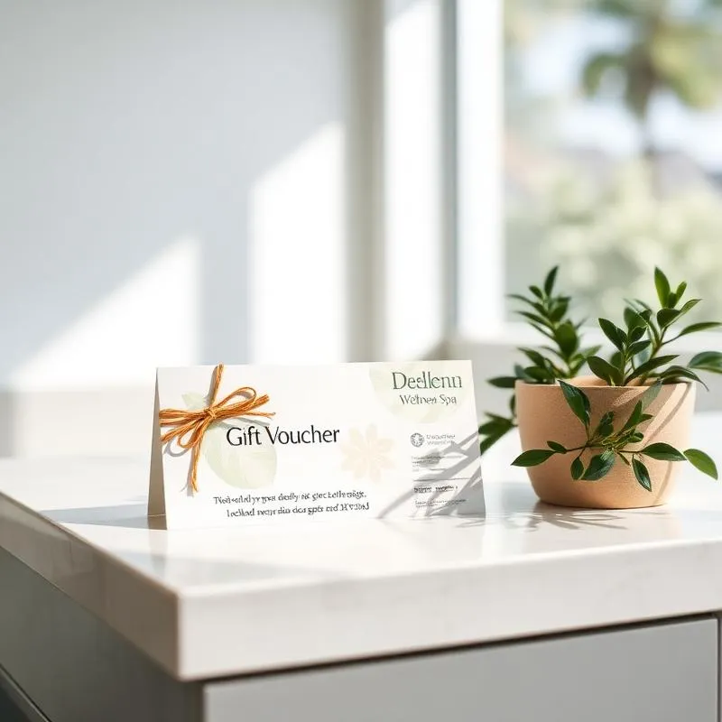 Wellness spa gift voucher on a counter