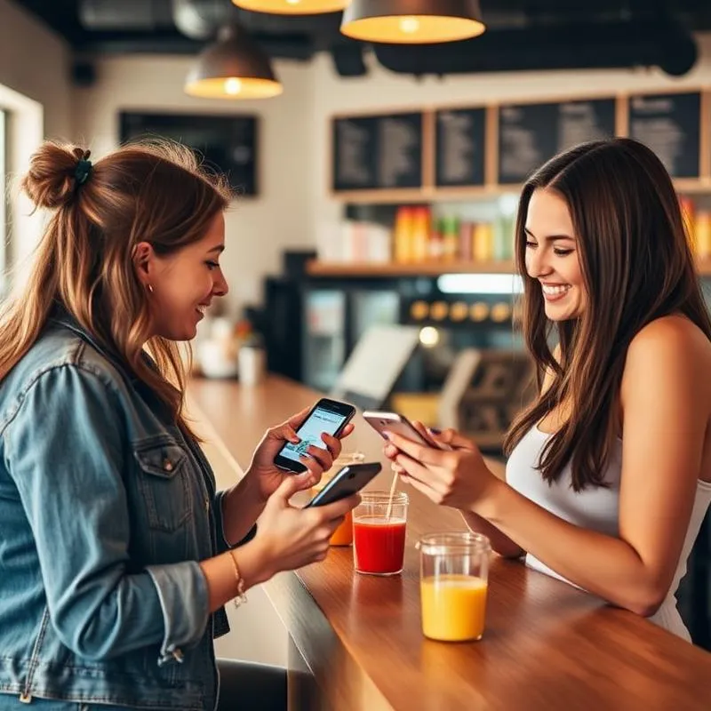 Friends sharing wellness recommendations on their phones