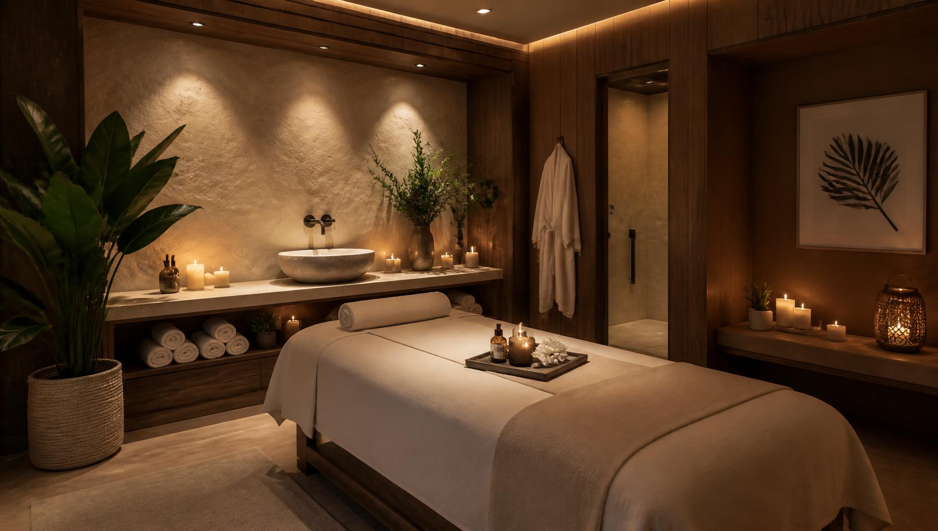 Relaxing spa massage therapy room